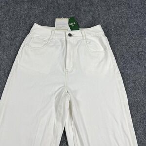 Halara Jeans Womens Medium White Halara Flex Denim Wide Leg High Rise Stretch